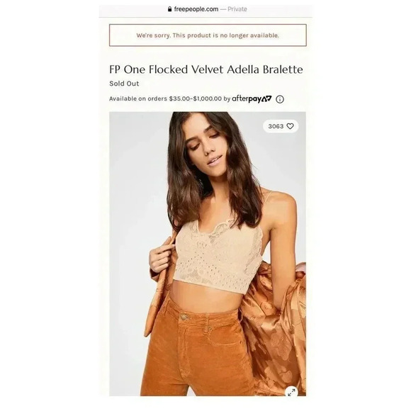 Free People Velvette Adella Bralette NWT - Picture 1 of 4